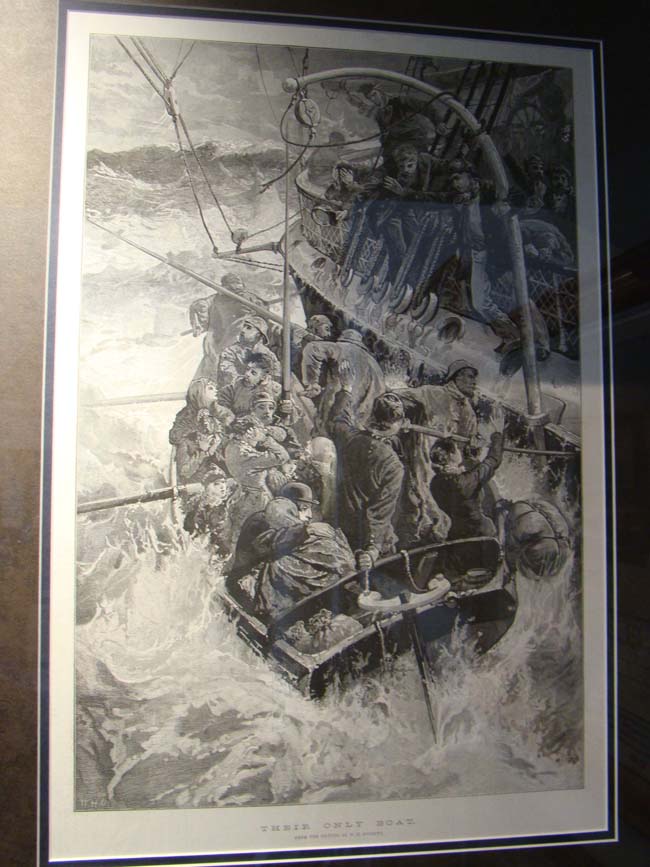 A late 19th century print entitled "Their Only Boat"